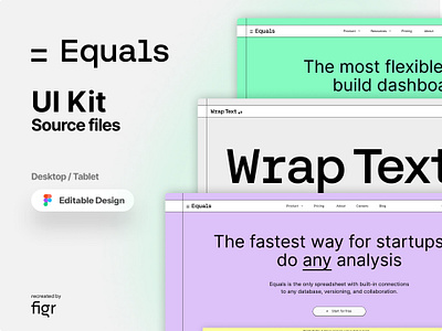 Make Equals UI your own branding design equals figma free interface design kit landing page mockup productivity spreadsheet template ui ui kit ui ux user interface web design website workspace