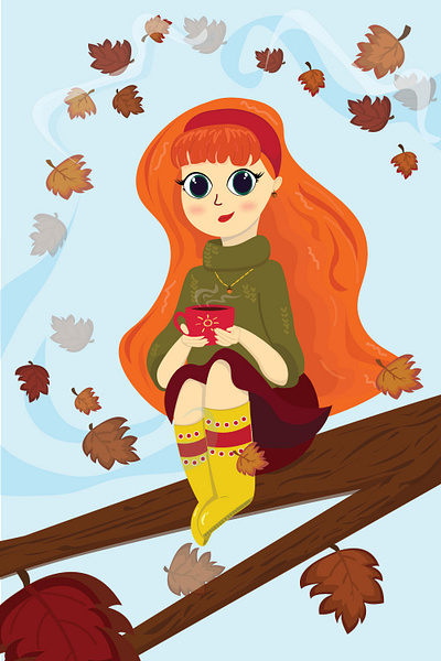 Autumn girl autumn autumn admirer autumn girl beautiful autumn character illustration vector vector illustration