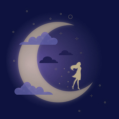 Moon girl magic moon moon girl noise illustration noise in vector vector vector illustration