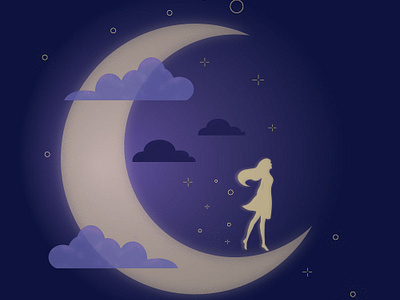 Moon girl magic moon moon girl noise illustration noise in vector vector vector illustration