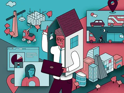 Future of Workplace. Cover Illustration cover editorial illustration newspaper