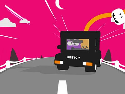 Heetch - Motion Social Media animation branding car cartoon city design drive driver gif girafe heetch highroad illustration loop media motion social traffic uber vtc