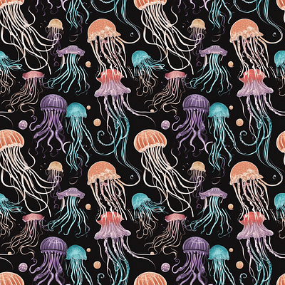 Ocean Creatures Pattern ai generative jellyfish octopus pattern