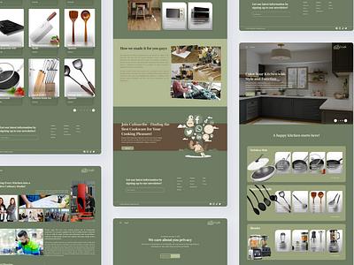 Cookware Web Design about page cookware kicthen web landing page shop page term of service page ui web design