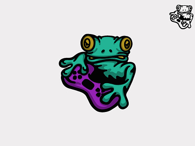 Frog Gamer Logo amphibian console controller frog froggy game gamer gaming gaminggalaxy joystick nature pixel play virtual