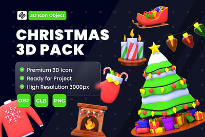 Christmas 3D Icon Pack 3d 3d christmas 3d icon 3d illustration blender christmas graphic design icon illustration