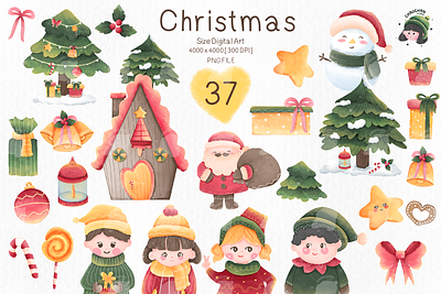 Christmas Santa with friends Clipart png in creative fabrica animation app branding cartoon christmas christmas tree design graphic design illustration logo merry christmas ui ux vector