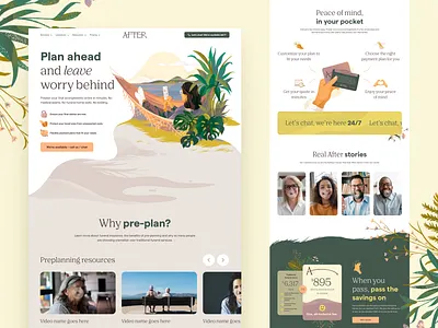 After - Pre Plan brand designer branding colorful death care design studio floral human humans icon illustration logo modern texture typography video web web design web designer webflow webflow studio