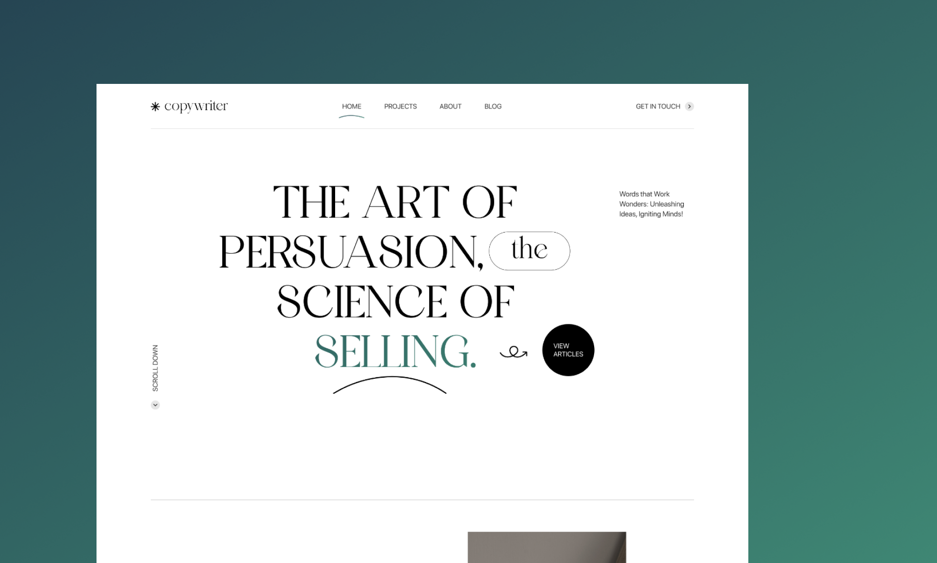 Copywriter | Lading page homepage landing page minimal typography website