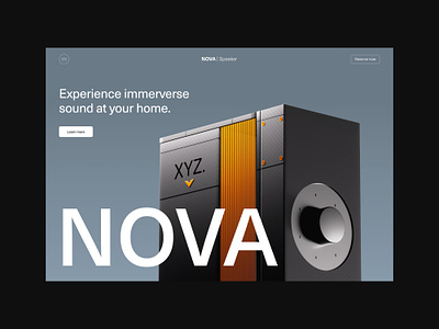 NOVA Speaker | Hero Section 3d landingpage minimal render speaker webdesign