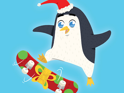 Product testing at the North Pole animal board book character childrens christmas cute illustration kids lit penguin picture skateboarding xmas