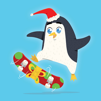 Product testing at the North Pole animal board book character childrens christmas cute illustration kids lit penguin picture skateboarding xmas