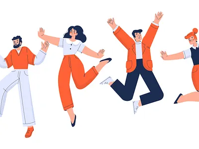 jump character design chracters fun happy jump man people woman