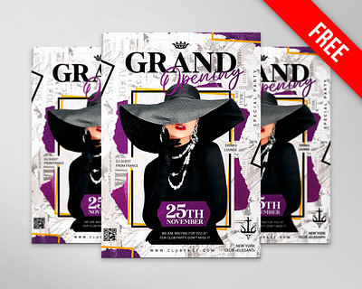 Free Elegant Grand Opening PSD Template desing free free psd freebie grandopening opening flyer party flyer psd