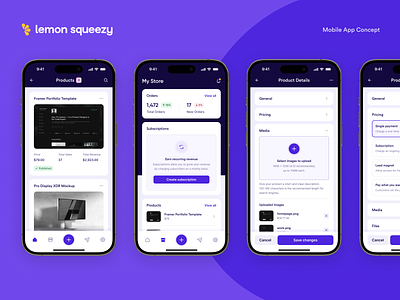 Lemon Squeezy Mobile App Concept app design digital products ecommerce interface mobile ui ux web