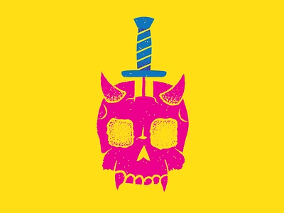 Fun with colors / Skull Knife best illustration cmyk color theory colors crust punk editorial editorial illustration illustration illustrator james olstein james olstein illustration jamesolstein.com knife punk skull texture vector