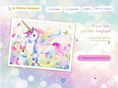 Landing Page : La Paillette Enchantée animation design graphic design landing page licorne ui ux