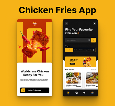 Chicken Fries App app app design breakfast chicken chicken fries design food fries graphic desgin graphics design nugget sale ui ux