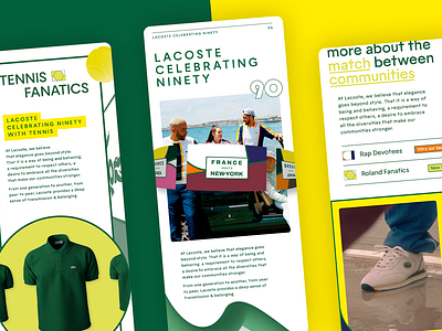 Lacoste - Celebrating 90Y 3d carrousel 3d slider animation app clothes fashion flag green interaction lacoste lacoste90 mobile responsive shop sport ui uidesign user interaction webapp yellow