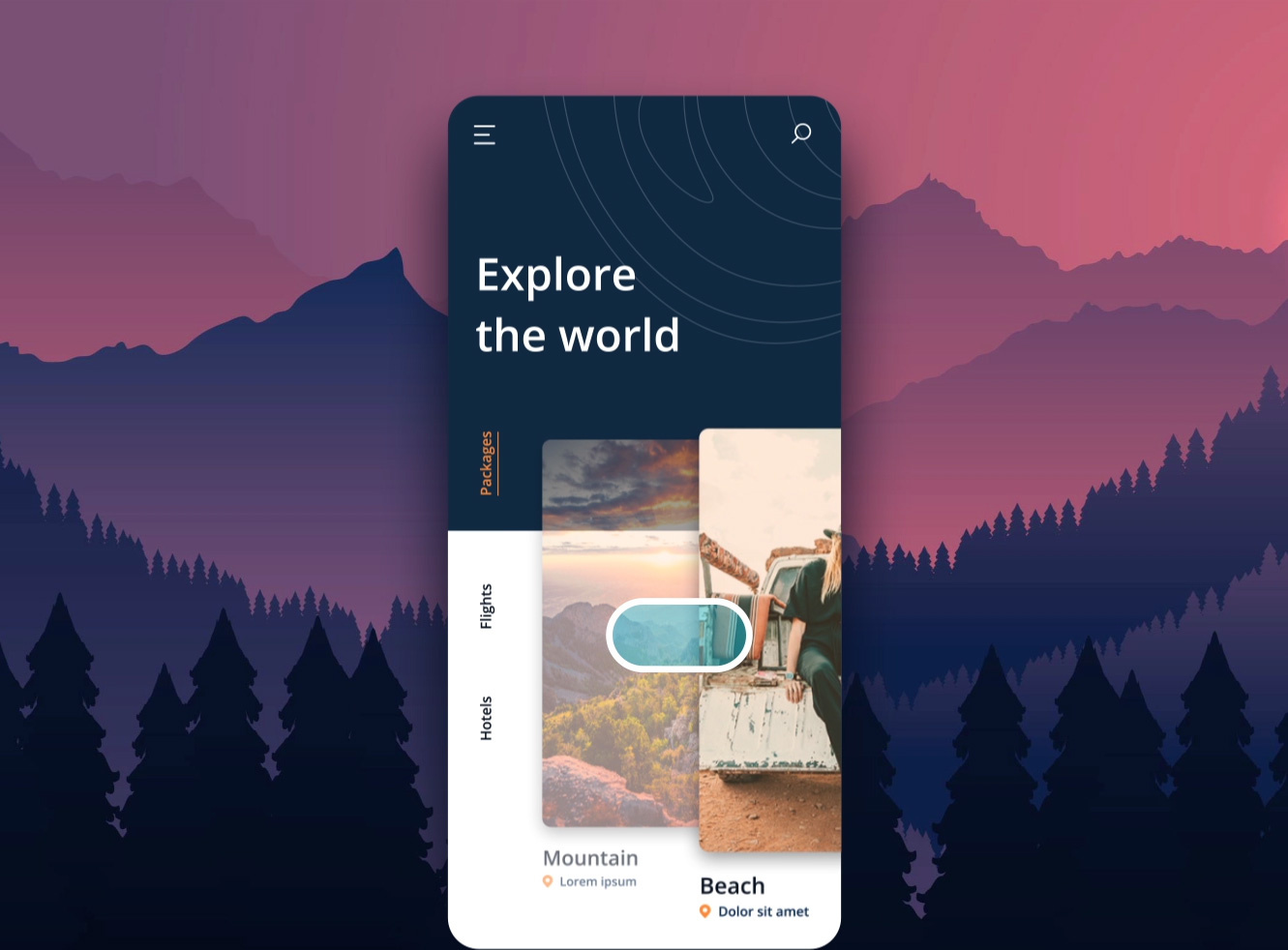 Hiking after effects animation app hiking motion design motion graphics trip ui
