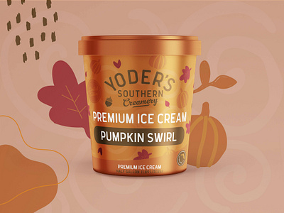 Yoder's Southern Creamery - Fall Ice Cream Packaging adobe adobe illustrator branding fall design fall flavors fall graphics fall label fall packaging graphic design ice cream ice cream branding ice cream container ice cream packaging illustration package design packaging