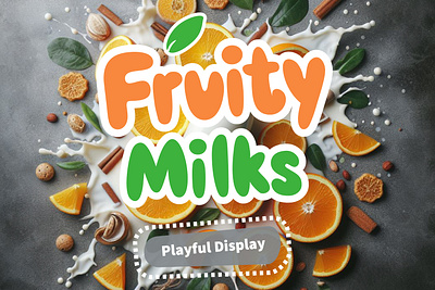 Fruity Milks - A Playful Display Font banana brand design branding cute font design display font font fonts fruit font logo milk font sans serif type typedesign typeface typography