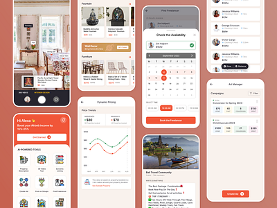Kabira App Screens airbnb app screen branding creative design graphic design hotels property managment saas saas tool travel ui ux