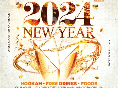 New Year's Eve Flyer christmas club club flyer event flyer design happy new year holiday instagram merry christmas new year new year 2024 new year party new years new years eve nye nye party party xmas xmas tree