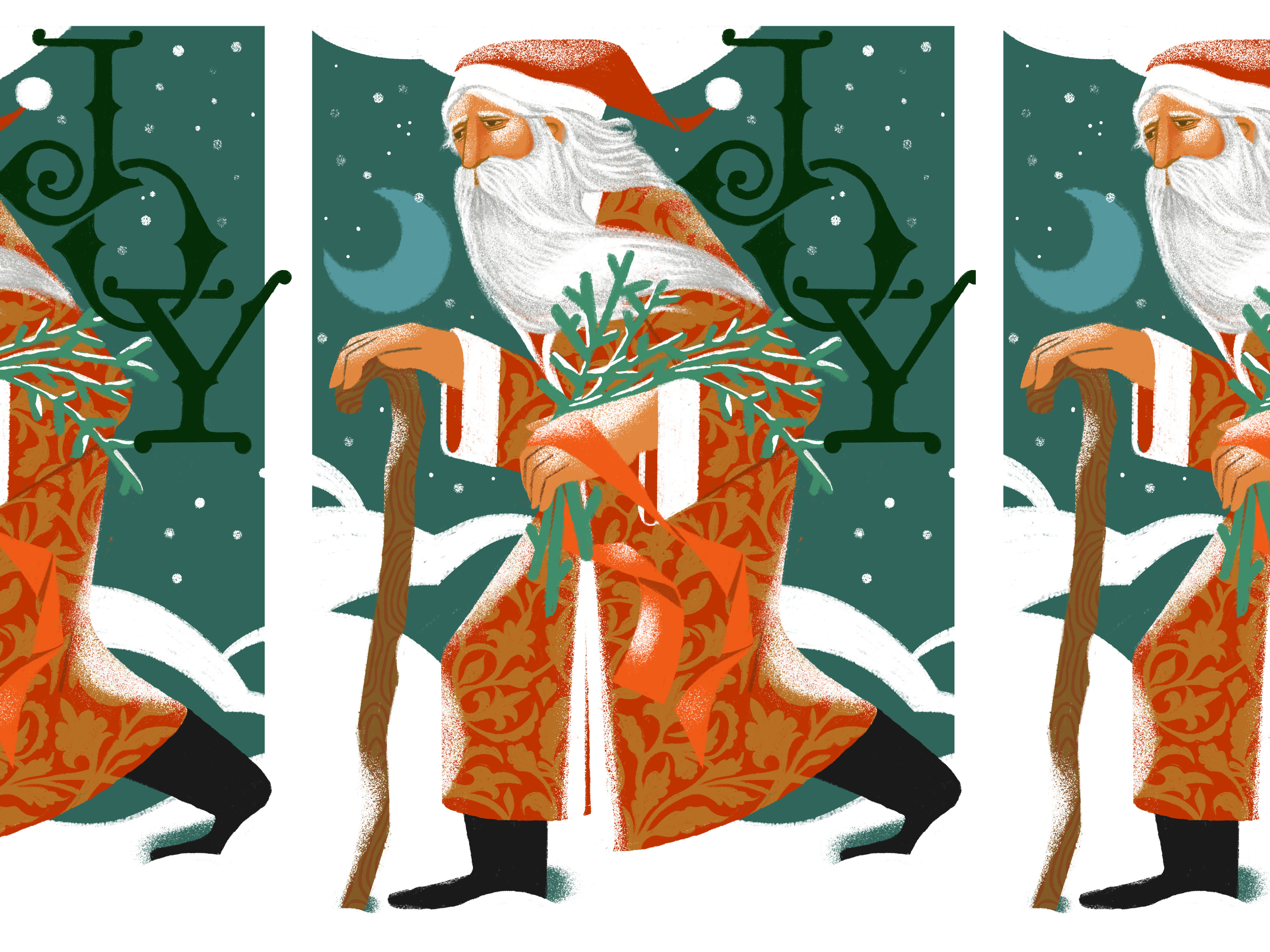 Old Time Santa 1800s christmas father christmas holiday illustration merry christmas pattern santa claus illustration santa illustration snow victorian