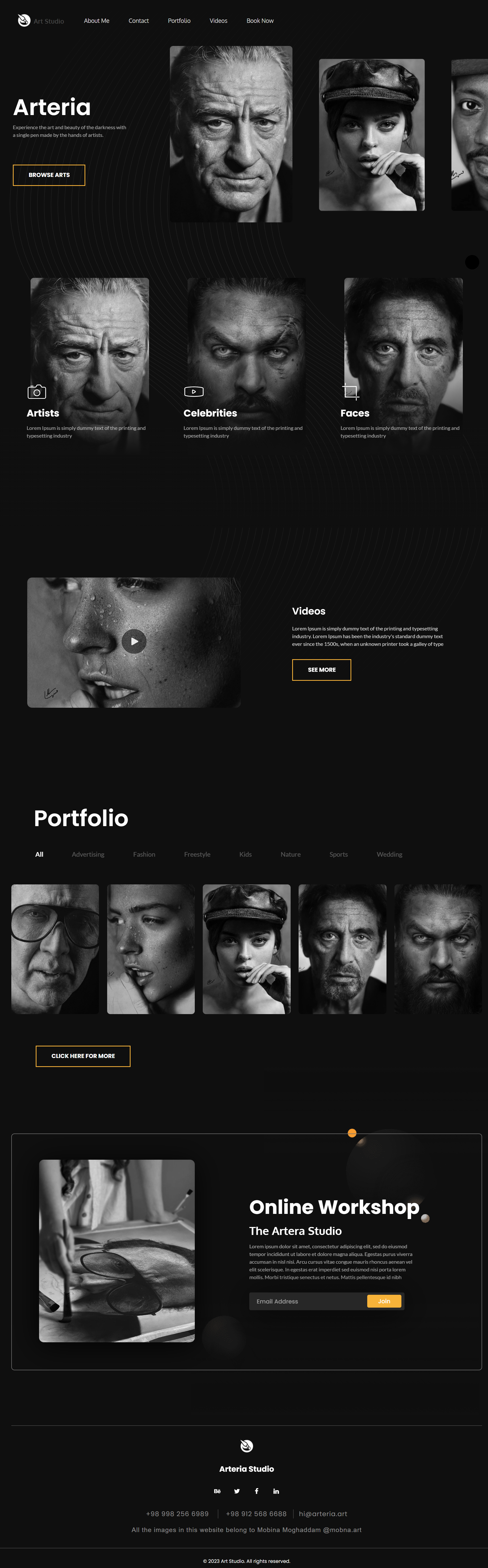 The Black Pen Studio adobe xd art black black and white black pen branding design graphic design illustration landing ui ux