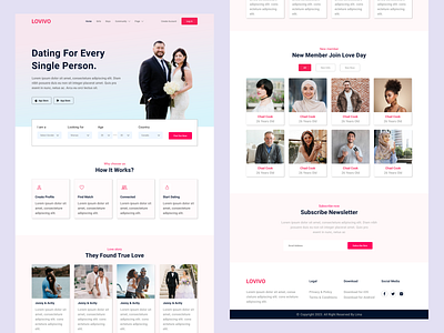 LOVIVO - Dating App Landing Page 2 3d branding dating app design figma graphic design illustration landing page logo love motion graphics online service template ui ux website wedding