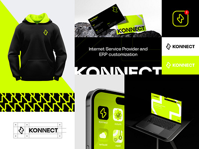 Konnect Networks Logo & Brand Identity Design bolt brand design brand identity branding businesscard design icon internet logo logo design logomark logotype monogram saas typography visual identity