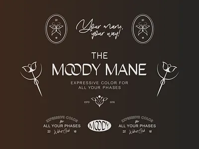 The Moody Mane Brand Identity brand design brand identity brand suite branding branding suite branding with an edge branding work butterfly floral motif icon design illustration logo logo design modern logo moon logo moon phases rebrand typhography