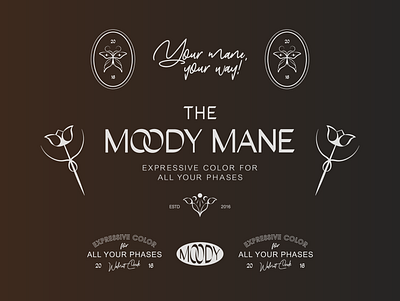 The Moody Mane Brand Identity brand design brand identity brand suite branding branding suite branding with an edge branding work butterfly floral motif icon design illustration logo logo design modern logo moon logo moon phases rebrand typhography
