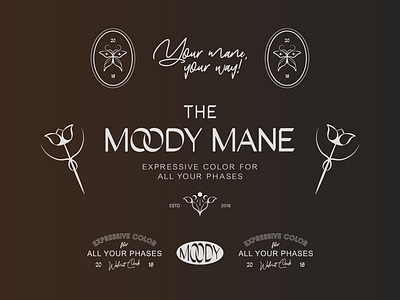 The Moody Mane Brand Identity brand design brand identity brand suite branding branding suite branding with an edge branding work butterfly floral motif icon design illustration logo logo design modern logo moon logo moon phases rebrand typhography