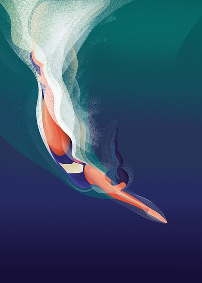 Underwater colorful design girl illustration sea sport swimming vector