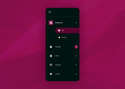 A vertical dropdown menu list app menu ui uiux ux