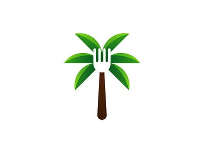 Palm Fork best palm logo brand identity creative food fork fresh icon leaf logo mint modern palm palm tree professional restaurant spoon symbol tree