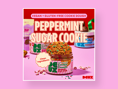 Edible Cookie Dough Social Ad ad ads bold cookie cookie dough dessert facebook ad food gluten free instagram post marketing pink red social media static vegan