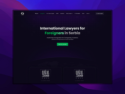 Web site design for a law firm that specializes in IT dark mode figma it landing page law ui design web design