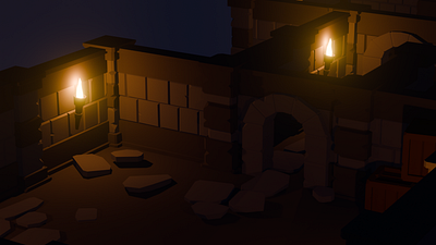 Spooky and dirty dungeon lit with torches 3d animation branding graphic design motion graphics