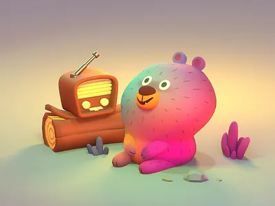 Happy Bear 3d animation bear children color colorfull cute forest happy jaredchapman motion music radio