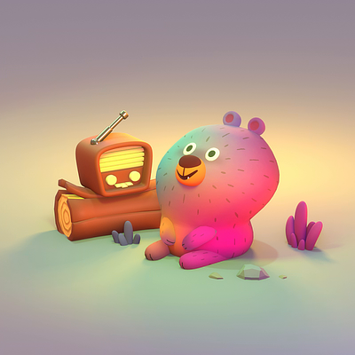 Happy Bear 3d animation bear children color colorfull cute forest happy jaredchapman motion music radio