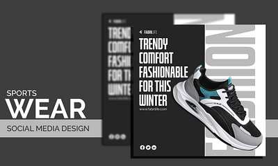 Sports Wear || Social Media Post Design banner black n white branding facebook graphic design gym instagram minimalist modren shoe social media post design sports sports wear web banner