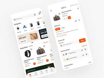 E-Commerce Mobile App - Home & Checkout branding ecommerce ecommercemobileappcheckout ecommercemobileapphome figma mobile app ui ux