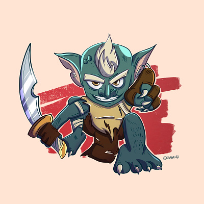 Goblin 2d cartoon character chibi design flat goblin illustration toon