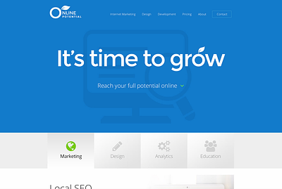 Online Potential blue branding grow logo marketing seo tabs white