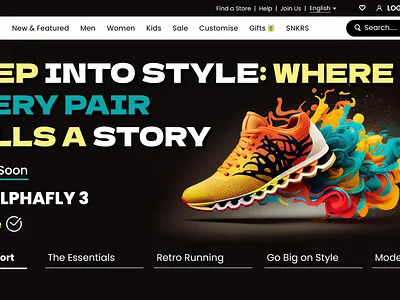 Nike website Landing Page Design branding dailyui design designs ecommerce graphic design landing page nike shoes store ui website