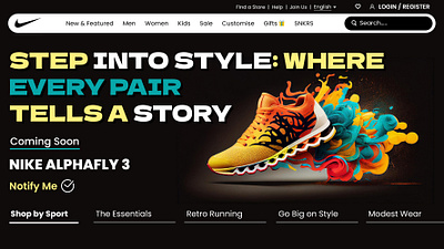 Nike website Landing Page Design branding dailyui design designs ecommerce graphic design landing page nike shoes store ui website