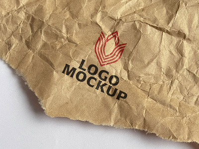 Crumpled Paper Logo Mockup psd logo mockup